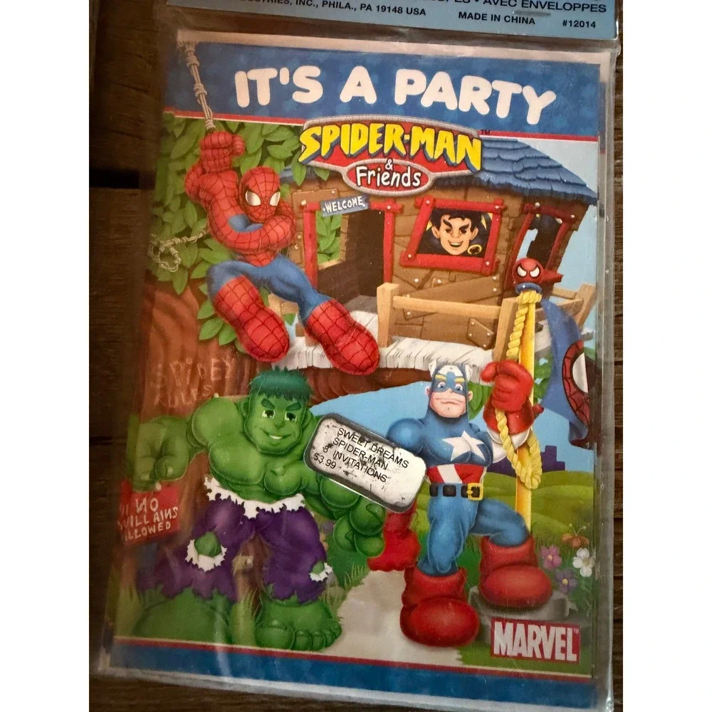 Spider-Man Friends Party Invitations Kids 8 ct Vintage 2003 Birthday Cards Y2K